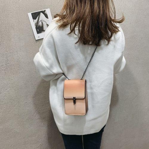 Mini Lock Buckle Gradient Color PU Leather Single Shoulder Bag Ladies Handbag Messenger Bag (Khaki)