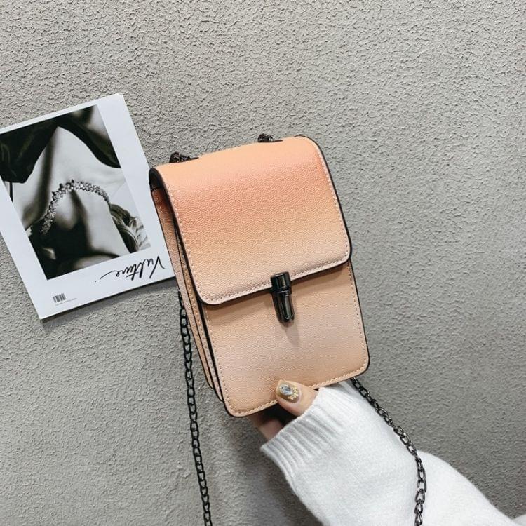 Mini Lock Buckle Gradient Color PU Leather Single Shoulder Bag Ladies Handbag Messenger Bag (Khaki)