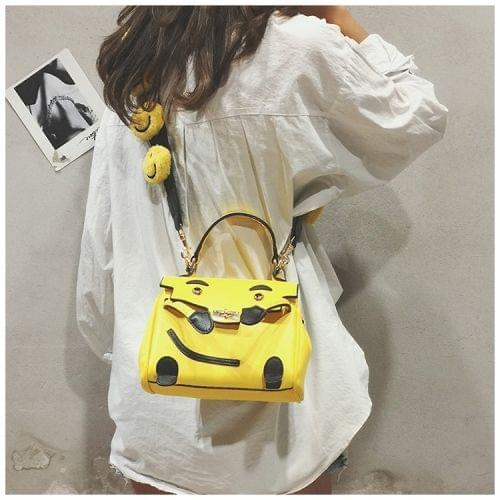 Smiling Face Casual Shoulder Bag Messenger Bag Ladies Handbag Kelly Bag (Yellow-Smiling Face Straps)