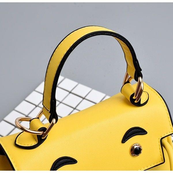 Smiling Face Casual Shoulder Bag Messenger Bag Ladies Handbag Kelly Bag (Yellow-Smiling Face Straps)