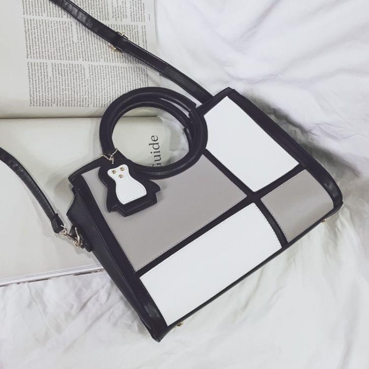 Matching Color PU Leather Single Shoulder Bag Ladies Handbag Messenger Bag (Grey)