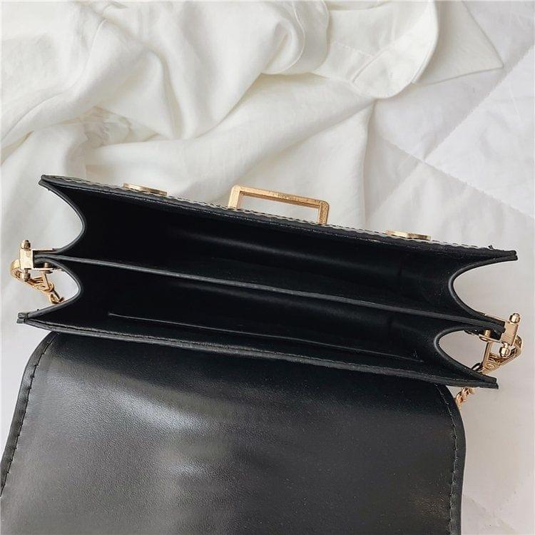 Rhombus Texture Double Magnetic Buckles Pearl PU Leather Chain Single Shoulder Bag Ladies Handbag Messenger Bag (Green)