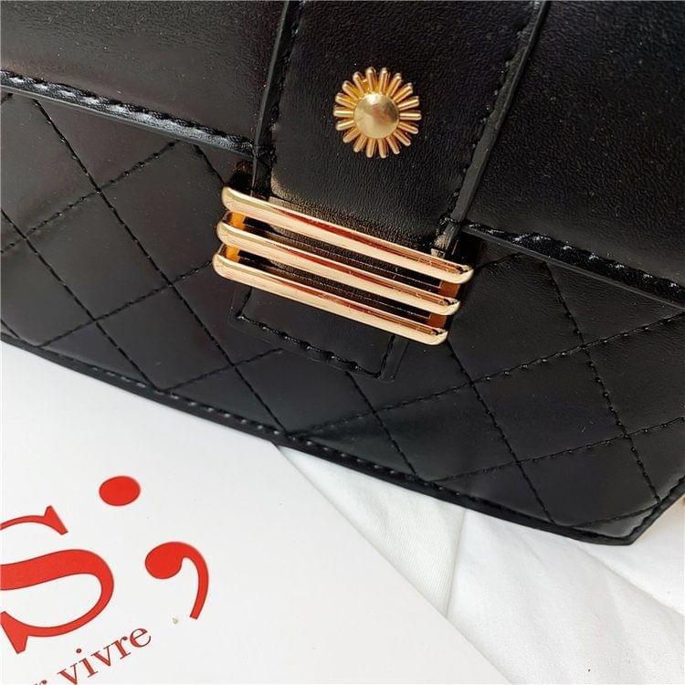 Rhombus Texture Double Magnetic Buckles Pearl PU Leather Chain Single Shoulder Bag Ladies Handbag Messenger Bag (Green)