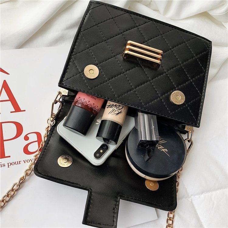 Rhombus Texture Double Magnetic Buckles Pearl PU Leather Chain Single Shoulder Bag Ladies Handbag Messenger Bag (Green)