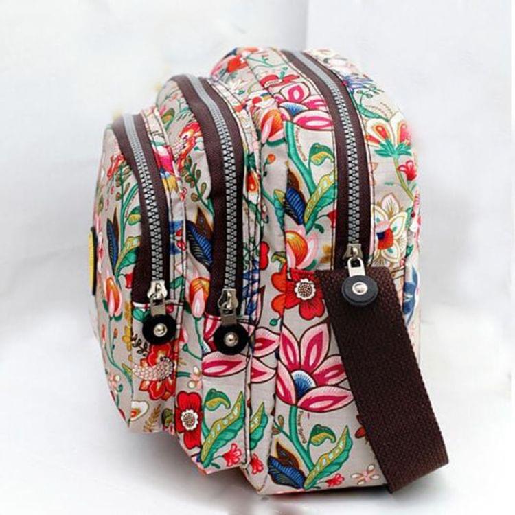 Women Shoulder Bag Waterproof Nylon Handbag Multilayer Crossbody Bag(Dream safflower)