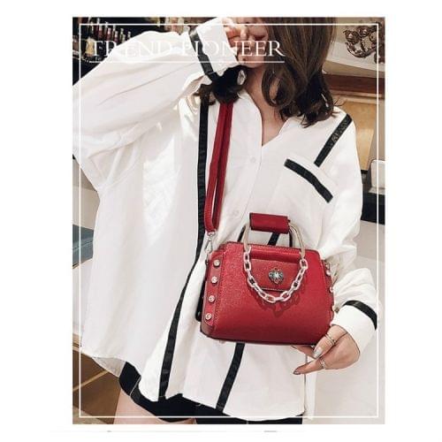 Fashion Rivet PU Leather Single Shoulder Bag Ladies Messenger Handbag (Red)