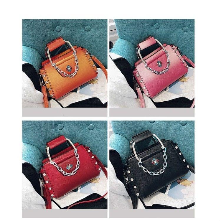 Fashion Rivet PU Leather Single Shoulder Bag Ladies Messenger Handbag (Red)