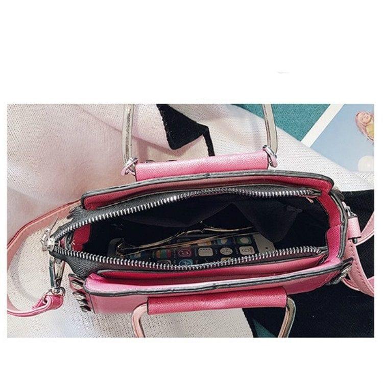 Fashion Rivet PU Leather Single Shoulder Bag Ladies Messenger Handbag (Red)