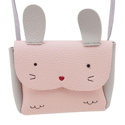 Girls PU Coin Purse Bag Rabbit Shoulder Bag(Pink)