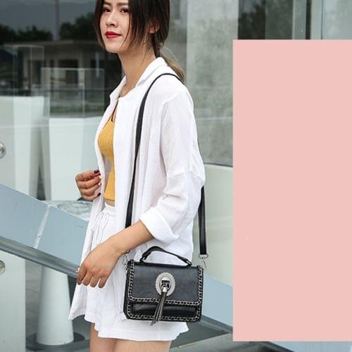 Retro Tassel PU Leather Shoulder Bag Ladies Handbag Messenger Bag (Black)