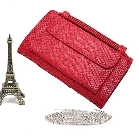 Genuine Leather Women Hand Bag Female Fashion Chain Shoulder Bag Luxury Designer Tote Messenger Bags(Red)