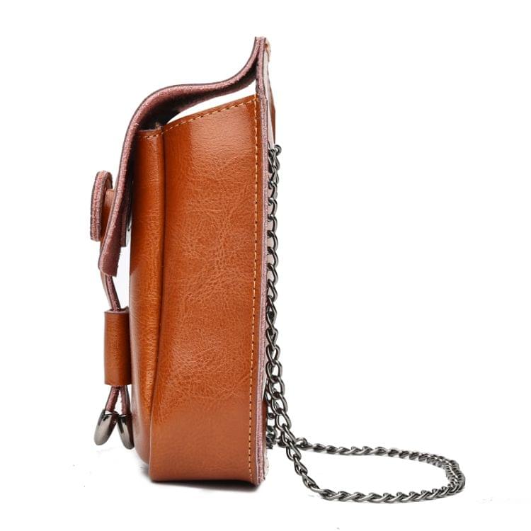 Leisure Fashion Oil Wax Cowhide Leather Shoulder Bag Handbag (Pink)