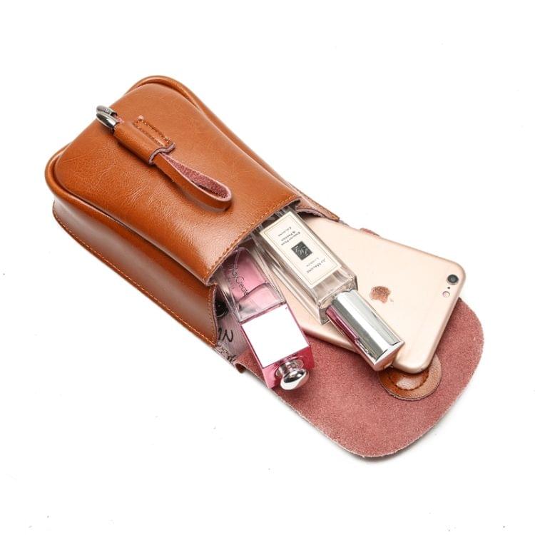 Leisure Fashion Oil Wax Cowhide Leather Shoulder Bag Handbag (Pink)