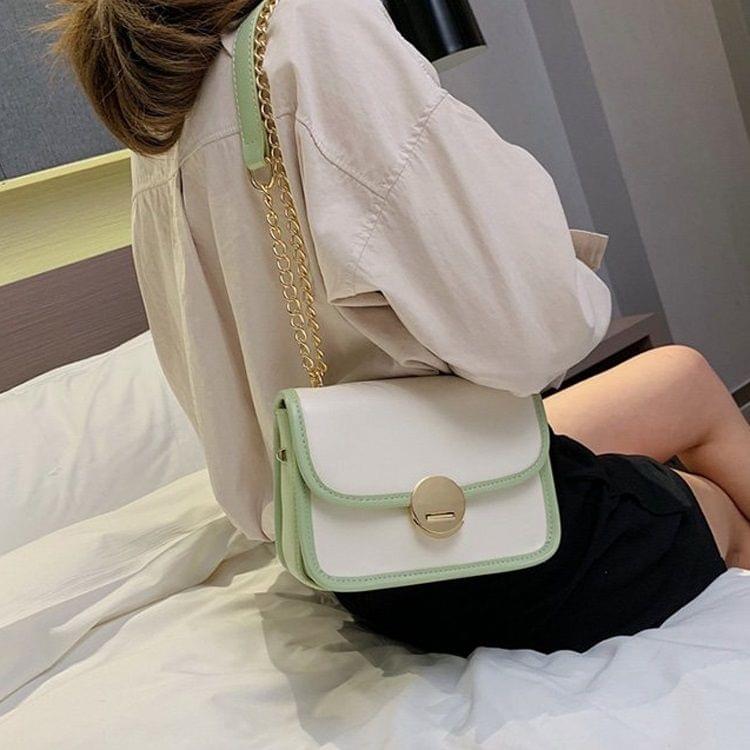 Lock Buckle PU Leather Single Shoulder Bag Ladies Handbag Messenger Bag (Green)