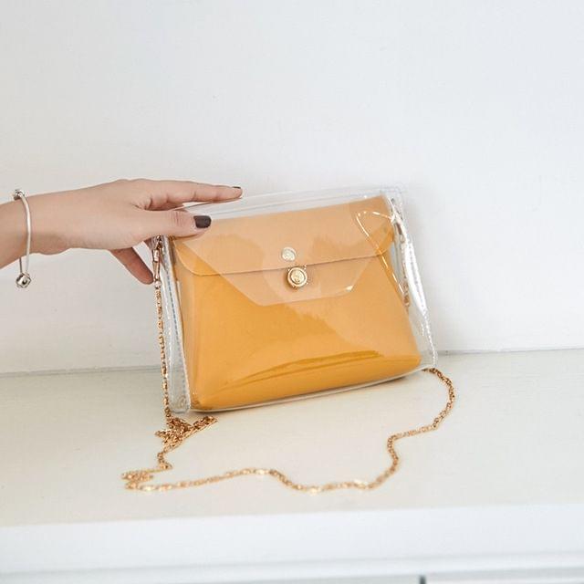 Transparent Chain Crossbody Clutch Shoulder Bags Women Mini Messenger Bag(Yellow)