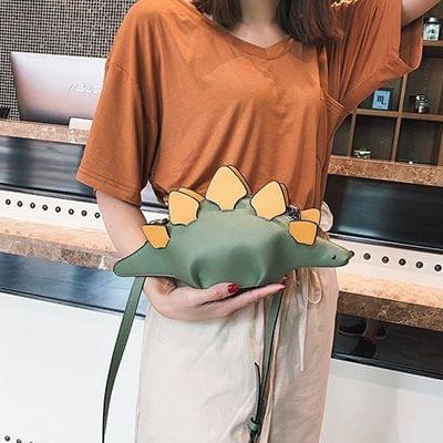Creative Chameleon Cartoon Handbags Flap 3D Funny Dinosaur Animal Messenger Bag Cross Shoulder Bag(green)