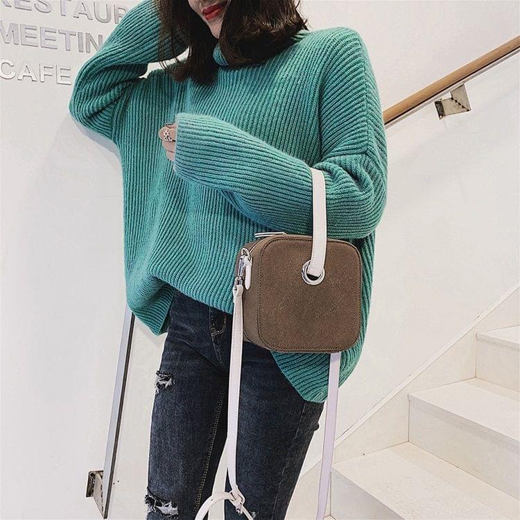 Square Bag Matte PU Leather Single Shoulder Bag Ladies Handbag Messenger Bag (Brown)