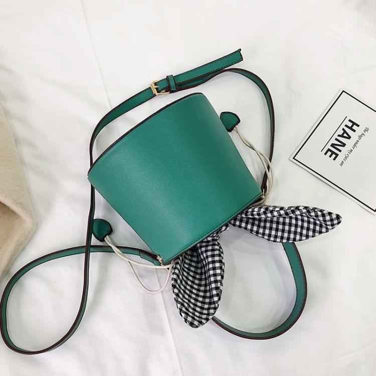 Cute Simple Wild Fairy Handcuffs Slanting Bucket Bag PU Single Shoulder Bag Messenger Bag (Green)