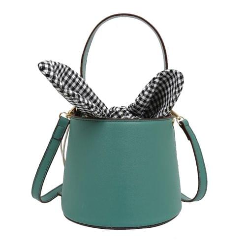Cute Simple Wild Fairy Handcuffs Slanting Bucket Bag PU Single Shoulder Bag Messenger Bag (Green)