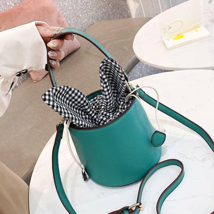 Cute Simple Wild Fairy Handcuffs Slanting Bucket Bag PU Single Shoulder Bag Messenger Bag (Green)