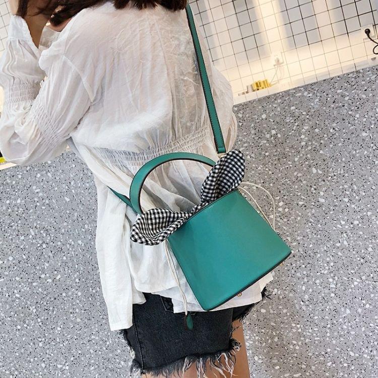 Cute Simple Wild Fairy Handcuffs Slanting Bucket Bag PU Single Shoulder Bag Messenger Bag (Green)