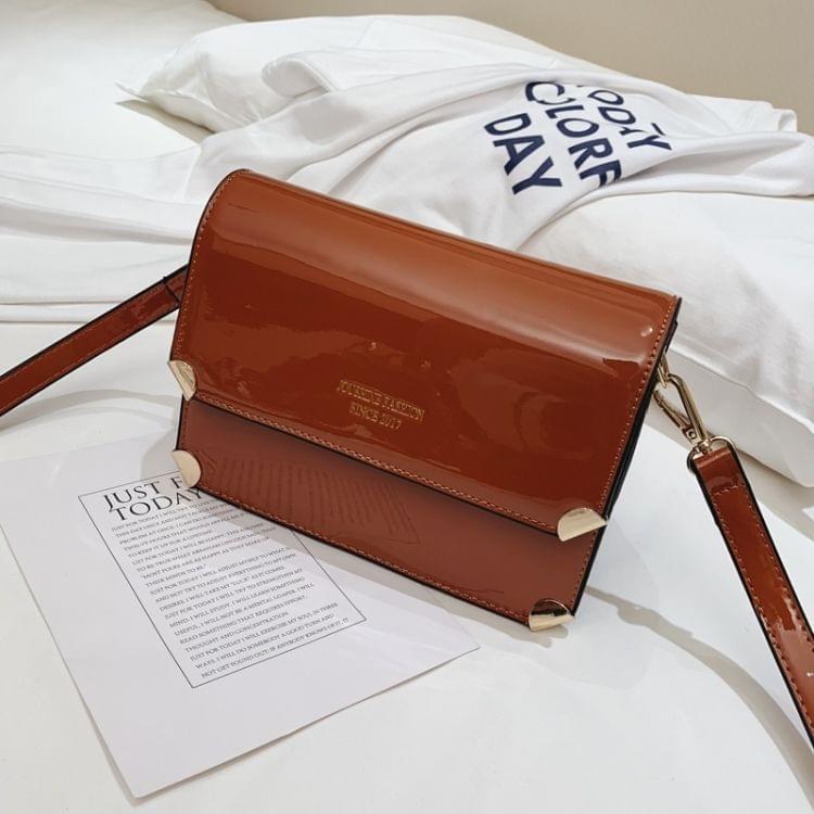 Smooth Surface Square Bag PU Leather Single Shoulder Bag Ladies Handbag Messenger Bag (Brown)