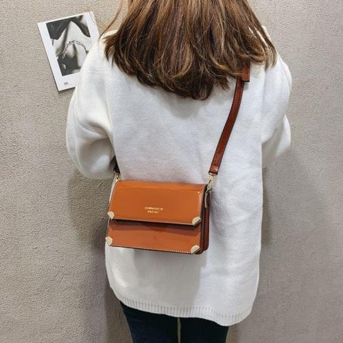 Smooth Surface Square Bag PU Leather Single Shoulder Bag Ladies Handbag Messenger Bag (Brown)