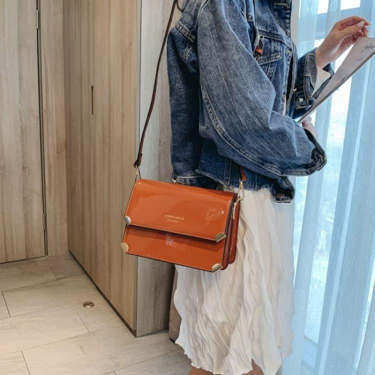 Smooth Surface Square Bag PU Leather Single Shoulder Bag Ladies Handbag Messenger Bag (Brown)