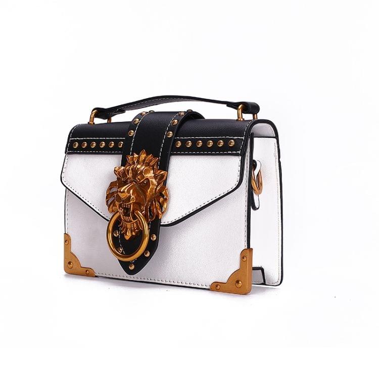 Metal Lion Head Mini Small Square Pack Shoulder Bag Crossbody Package Clutch Women Wallet Handbags(Black)