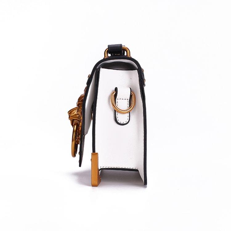 Metal Lion Head Mini Small Square Pack Shoulder Bag Crossbody Package Clutch Women Wallet Handbags(Black)