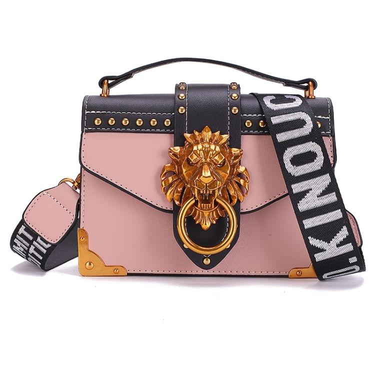 Metal Lion Head Mini Small Square Pack Shoulder Bag Crossbody Package Clutch Women Wallet Handbags(Black)