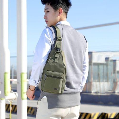 Pure Color Casual Men Chest Bag Handbag Shoulder Bag (Green)