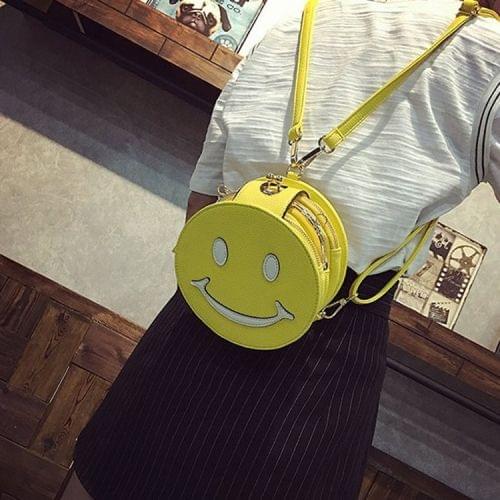 Smile PU Leather Double&Single Shoulder Bag Ladies Handbag Messenger Bag (Yellow)