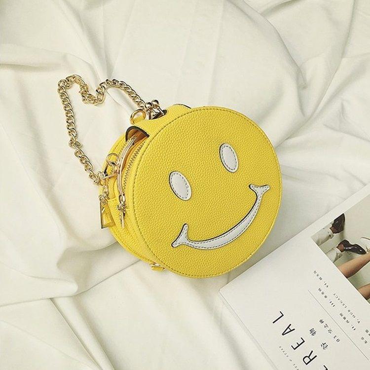 Smile PU Leather Double&Single Shoulder Bag Ladies Handbag Messenger Bag (Yellow)