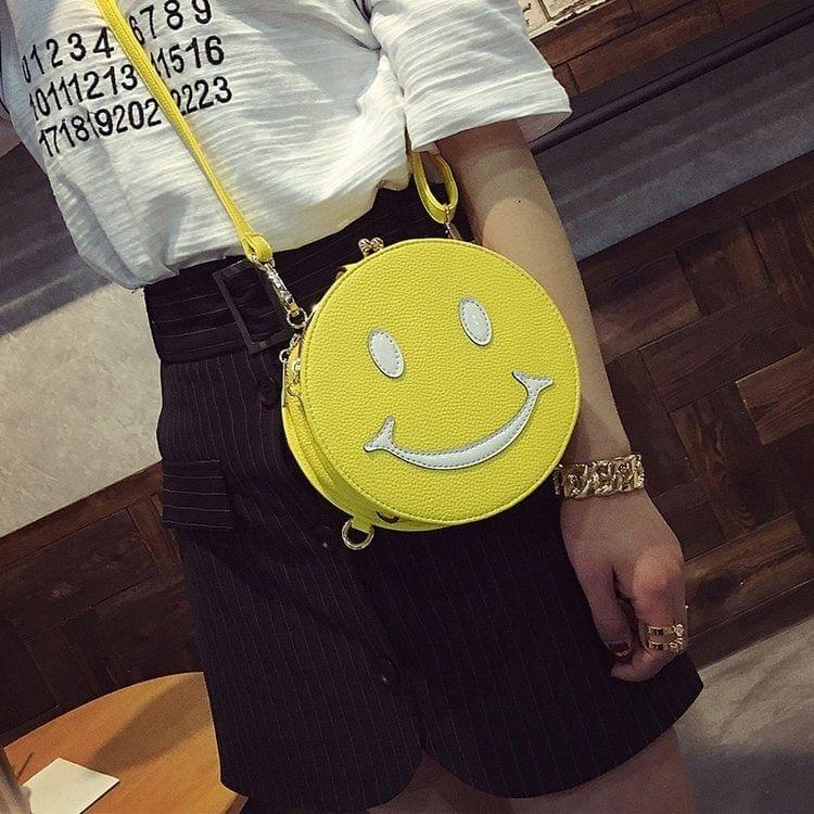 Smile PU Leather Double&Single Shoulder Bag Ladies Handbag Messenger Bag (Yellow)