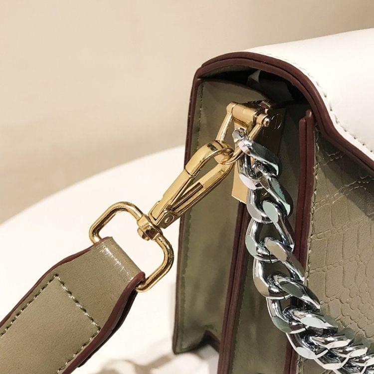 Crocodile Texture Color Matching Magnetic Buckle PU Single Shoulder Bag Ladies Handbag Messenger Bag (Green)