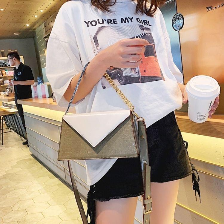 Crocodile Texture Color Matching Magnetic Buckle PU Single Shoulder Bag Ladies Handbag Messenger Bag (Green)