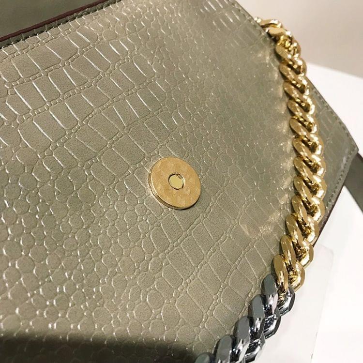 Crocodile Texture Color Matching Magnetic Buckle PU Single Shoulder Bag Ladies Handbag Messenger Bag (Green)