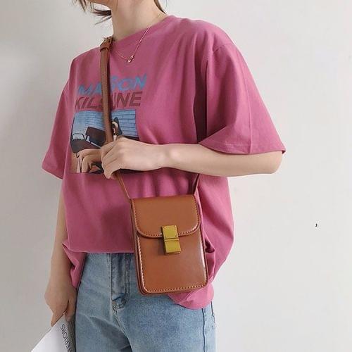 Pure Color PU Lock Buckle Single Shoulder Bag Cellphone Bag Ladies Handbag Messenger Bag (Brown)
