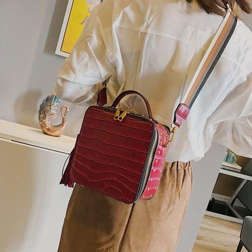 Crocodile Box Style PU Leather Single Shoulder Bag Ladies Handbag Messenger Bag (Red)