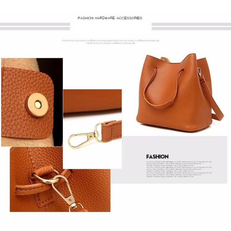 4 in 1 PU Leather Casual Shoulder Bag Messenger Bag Ladies Handbag (Brown)