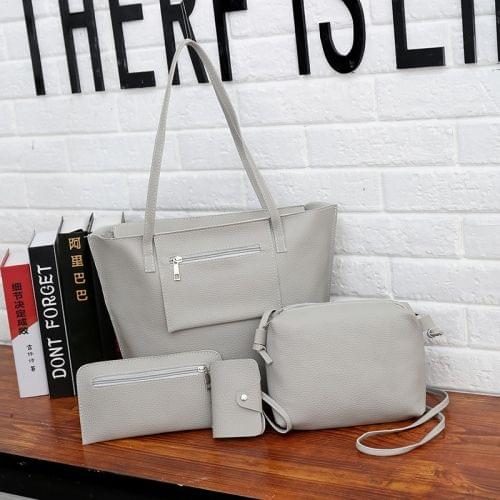 4 in 1 Casual PU Shoulder Bag Ladies Handbag Messenger Bag (Grey)