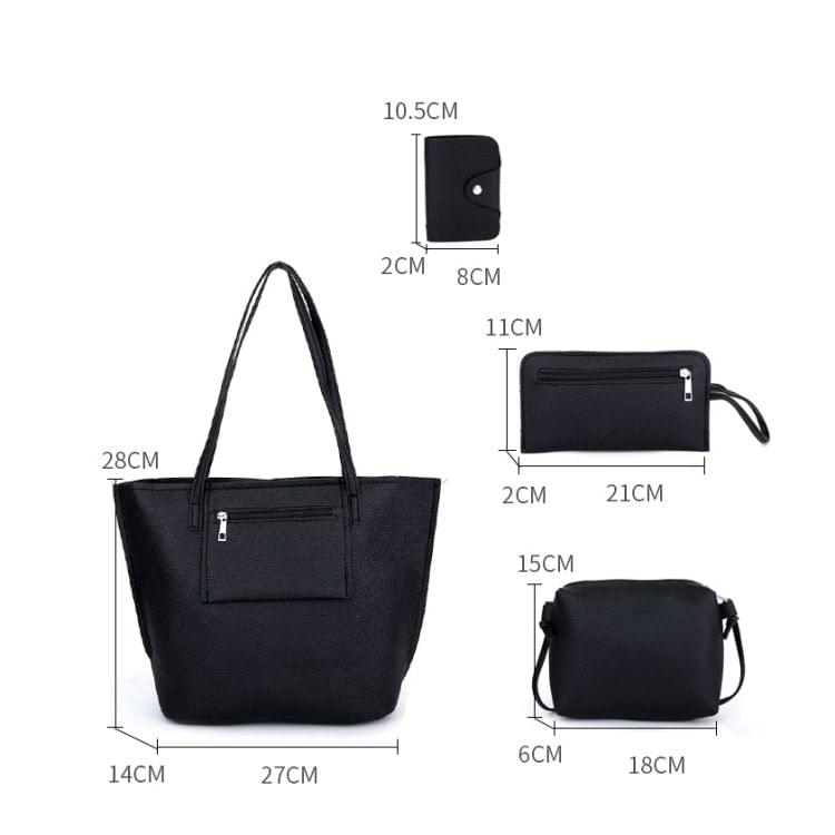 4 in 1 Casual PU Shoulder Bag Ladies Handbag Messenger Bag (Grey)
