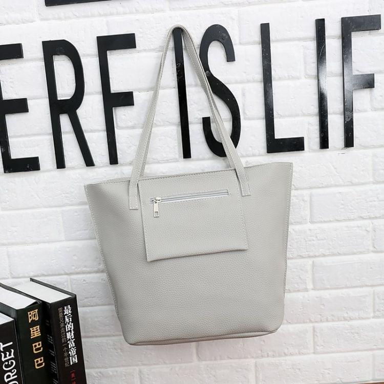 4 in 1 Casual PU Shoulder Bag Ladies Handbag Messenger Bag (Grey)