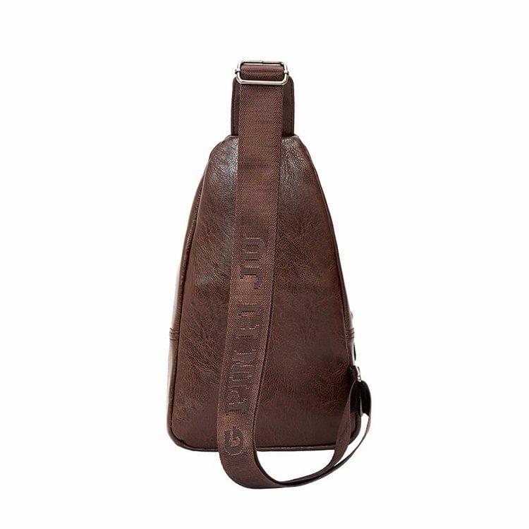 PU Leather Single Shoulder Bag Travel Chest Crossbody Bag (Brown)