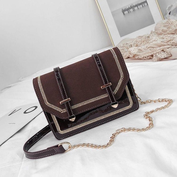 Matte PU Magnetic Buckle Single Shoulder Bag Small Square Bag Ladies Handbag Messenger Bag (Brown)