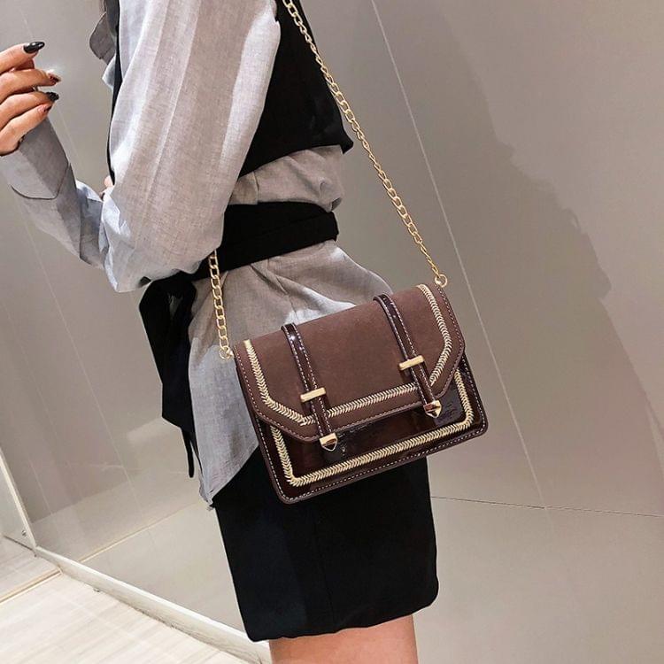 Matte PU Magnetic Buckle Single Shoulder Bag Small Square Bag Ladies Handbag Messenger Bag (Brown)