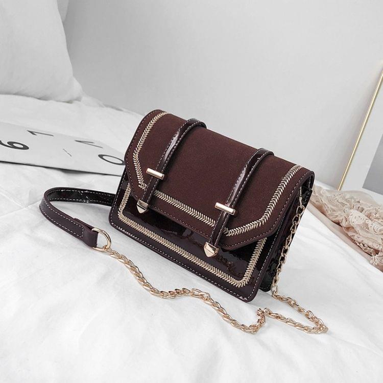 Matte PU Magnetic Buckle Single Shoulder Bag Small Square Bag Ladies Handbag Messenger Bag (Brown)