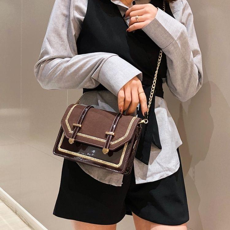 Matte PU Magnetic Buckle Single Shoulder Bag Small Square Bag Ladies Handbag Messenger Bag (Brown)
