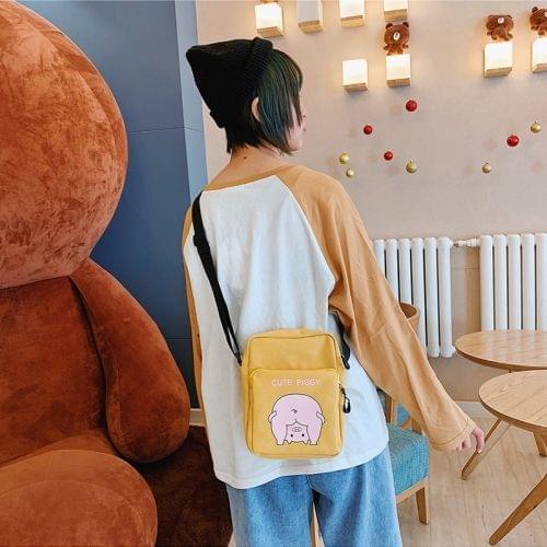 Cute Pig Pattern Single Shoulder Bag Handbag Messenger Bag (Yellow)